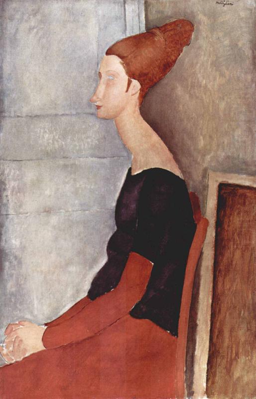 Amedeo Modigliani Portrader Jeanne Heuterne in dunkler Kleidung china oil painting image